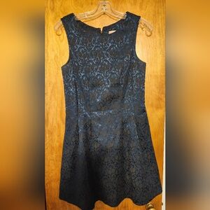 FOREVER 21 Black & Teal Lacey Sleeveless Zipper in Back Dress Size Medium